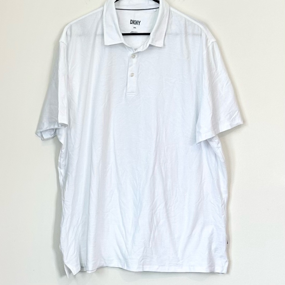 DKNY Men's Crisp White Polo Shirt - Size: 2XL